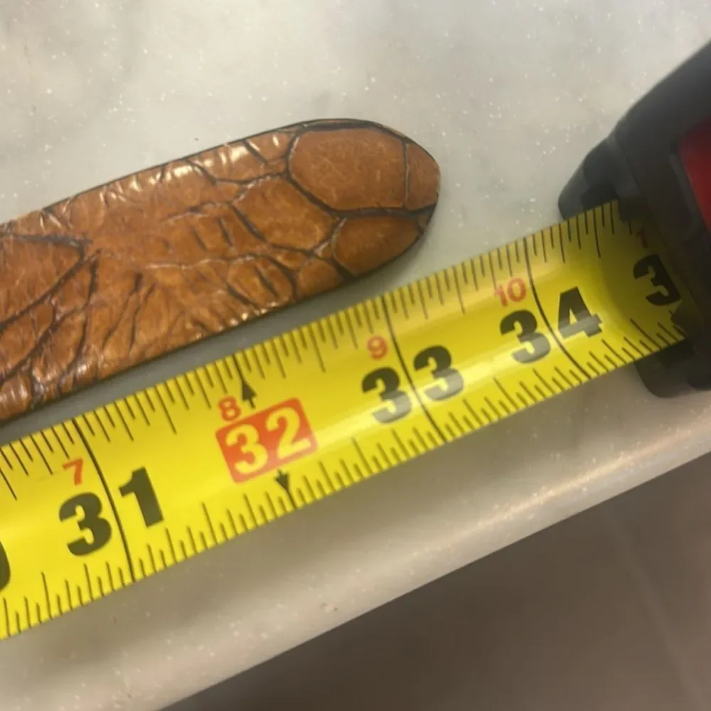 Vintage Iceberg Jeans Brown Leather Croc Embossed Belt Size 42 Italian